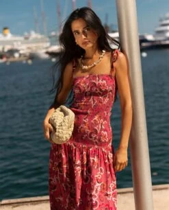 VESTIDO LUSH TOUCH · ESTAMPADO -[品牌] Ventas THE-ARE vestido largo estampado tirantes cuerpo nido de abeja mujer the are 5