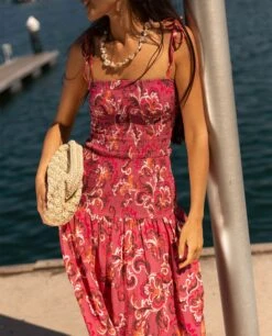 COLLAR SERENE · NÁCAR -[品牌] Ventas THE-ARE vestido largo estampado tirantes cuerpo nido de abeja mujer the are 6