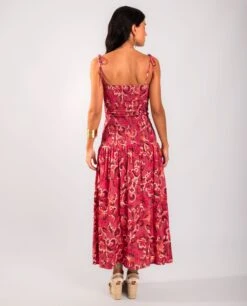 VESTIDO LUSH TOUCH · ESTAMPADO -[品牌] Ventas THE-ARE vestido largo estampado tirantes cuerpo nido de abeja mujer the are eci img 3