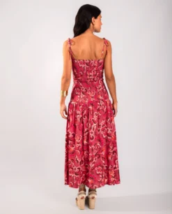 VESTIDO LUSH TOUCH · ESTAMPADO -[品牌] Ventas THE-ARE vestido largo estampado tirantes cuerpo nido de abeja mujer the are eci img 3 scaled