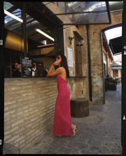 VESTIDO CASCAIS · FUCSIA Y BURDEOS -[品牌] Ventas THE-ARE vestido largo fucsia burdeos lurex abertura mujer the are 2 2a088134 9d51 495b 8f4f 646fc4e23062