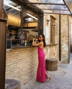 VESTIDO CASCAIS · FUCSIA Y BURDEOS