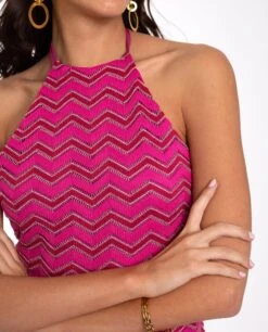 VESTIDO CASCAIS · FUCSIA Y BURDEOS -[品牌] Ventas THE-ARE vestido largo fucsia burdeos lurex abertura mujer the are eci img 4