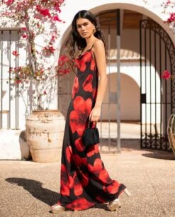 VESTIDO CATALINA · ESTAMPADO -[品牌] Ventas THE-ARE vestido largo lencero tirantes estampado floral volante invitada mujer the are 4