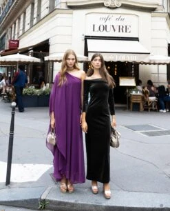 VESTIDO MRS. RIVERA · MALVA -[品牌] Ventas THE-ARE vestido largo malva empolvado fluido capa gasa asimetrico mujer the are 1