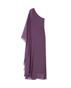 VESTIDO MRS. RIVERA · MALVA -[品牌] Ventas THE-ARE vestido largo malva empolvado fluido capa gasa asimetrico mujer the are eci img 5