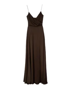 VESTIDO MRS. FERREIRA · MARRÓN -[品牌] Ventas THE-ARE vestido largo marron tirantes princesa escote cruzado saten eventos mujer the are eci img 5 scaled