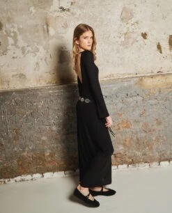 VESTIDO EVENING MEMORIES · NEGRO -[品牌] Ventas THE-ARE vestido largo negro punto elastico espalda abierta mujer the are 2