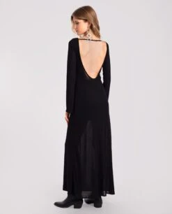 VESTIDO EVENING MEMORIES · NEGRO -[品牌] Ventas THE-ARE vestido largo negro punto elastico espalda abierta mujer the are eci img 3