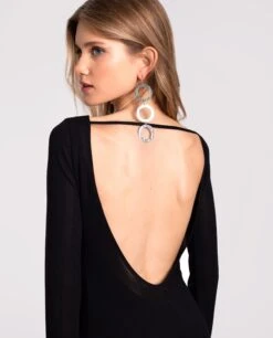 VESTIDO EVENING MEMORIES · NEGRO -[品牌] Ventas THE-ARE vestido largo negro punto elastico espalda abierta mujer the are eci img 4