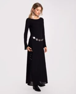 VESTIDO EVENING MEMORIES · NEGRO -[品牌] Ventas THE-ARE vestido largo negro punto elastico espalda abierta mujer the are img 2