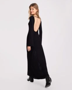 VESTIDO EVENING MEMORIES · NEGRO -[品牌] Ventas THE-ARE vestido largo negro punto elastico espalda abierta mujer the are img 3