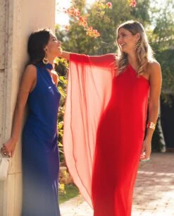 VESTIDO MRS. RIVERA · ROJO -[品牌] Ventas THE-ARE vestido largo rojo fluido capa asimetrico gasa invitada mujer the are 4 dca671df ee0c 4f44 9d3a 3c66415b6d69