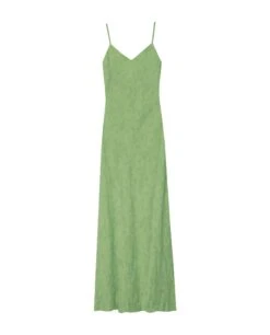 VESTIDO JAÉN · VERDE LIMA -[品牌] Ventas THE-ARE vestido largo tirantes verde lima lencero jacquard eventos mujer the are eci img 5