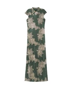 VESTIDO JADE BLOOM · VERDE -[品牌] Ventas THE-ARE vestido largo verde jacquard satinado largo elegante fiesta mujer the are eci img 5 612fb461 2453 4ace a298 0f595992da7e