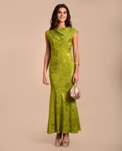 VESTIDO VALENTINA · VERDE -[品牌] Ventas THE-ARE vestido largo verde tejido jacquard sin mangas invitada elegante mujer the are eci img 1 4f8310c0 4cf8 4b80 83f8 484b5340838c