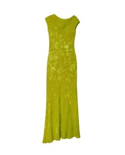 VESTIDO VALENTINA · VERDE -[品牌] Ventas THE-ARE vestido largo verde tejido jacquard sin mangas invitada elegante mujer the are eci img 5