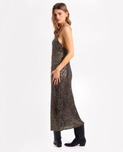 VESTIDO LAST TOUCH UP · PLOMO -[品牌] Ventas THE-ARE vestido lentejuelas lencero tirantes espalda descubierta escote pico mujer the are eci img 2