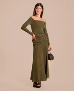 VESTIDO SOPHIE · VERDE -[品牌] Ventas THE-ARE vestido midi ajustado verde manga larga eventos mujer the are eci img 2 scaled