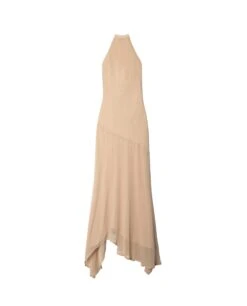 VESTIDO ONA · BEIGE -[品牌] Ventas THE-ARE vestido midi asimetrico beige cuello halter invitada mujer the are eci img 5