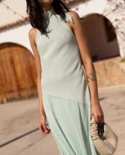 VESTIDO ONA · MENTA -[品牌] Ventas THE-ARE vestido midi asimetrico menta cuello halter invitada mujer the are 7