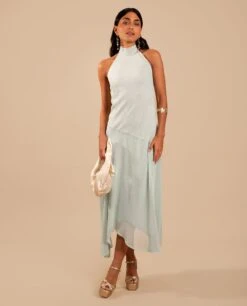 VESTIDO ONA · MENTA -[品牌] Ventas THE-ARE vestido midi asimetrico menta cuello halter invitada mujer the are eci img 2