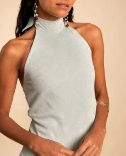 VESTIDO ONA · MENTA -[品牌] Ventas THE-ARE vestido midi asimetrico menta cuello halter invitada mujer the are eci img 4