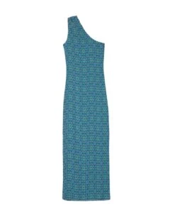 VESTIDO HUELVA · AZUL -[品牌] Ventas THE-ARE vestido midi azul asimetrico lurex abertura lateral eventos mujer the are eci img 5