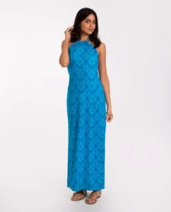 VESTIDO ES VEDRÁ · AZUL -[品牌] Ventas THE-ARE vestido midi azul estampado halter mujer the are eci img 2