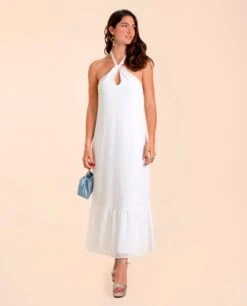 VESTIDO MARBELLA · BLANCO -[品牌] Ventas THE-ARE vestido midi blanco halter plumeti volante espalda descubierta elegante eventos mujer the are eci img 1 5e91ea24 5945 43c9 96d5 32fe1857cdfd
