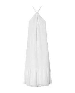 VESTIDO MARBELLA · BLANCO -[品牌] Ventas THE-ARE vestido midi blanco halter plumeti volante espalda descubierta elegante eventos mujer the are eci img 5