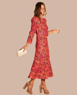 VESTIDO MRS. COLLINS · ESTAMPADO -[品牌] Ventas THE-ARE vestido midi estampado flores manga larga mujer eci img 2