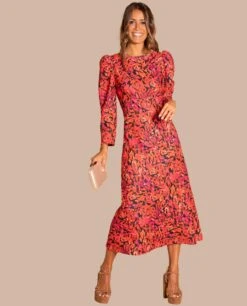 VESTIDO MRS. COLLINS · ESTAMPADO -[品牌] Ventas THE-ARE vestido midi estampado flores manga larga mujer the are 00005 1 removebg eci img 1