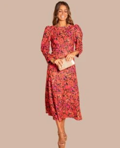 VESTIDO MRS. COLLINS · ESTAMPADO -[品牌] Ventas THE-ARE vestido midi estampado flores manga larga mujer the are 1