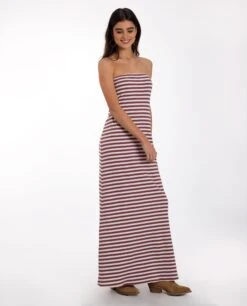 VESTIDO GOOD FEELINGS · BLUSH -[品牌] Ventas THE-ARE vestido midi estampado rayas blush marino palabra honor mujer the are