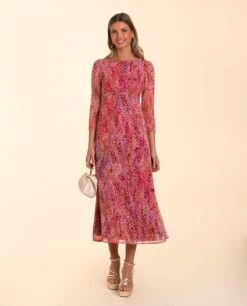 VESTIDO MRS. ARANDA · ESTAMPADO -[品牌] Ventas THE-ARE vestido midi estampado rosas manga larga manga abullonada eventos mujer the are eci img 1