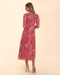 VESTIDO MRS. ARANDA · ESTAMPADO -[品牌] Ventas THE-ARE vestido midi estampado rosas manga larga manga abullonada eventos mujer the are eci img 3