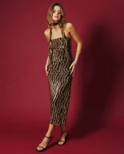 VESTIDO BE MY GUEST · NEGRO Y DORADO