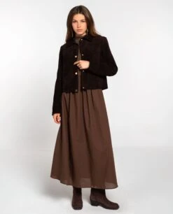 VESTIDO BECOMING HER · MARRÓN -[品牌] Ventas THE-ARE vestido midi marron cuerpo de punto falda larga mujer the are 6