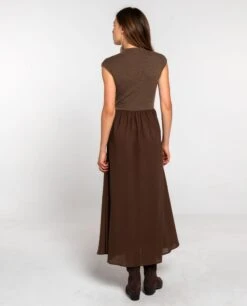 VESTIDO BECOMING HER · MARRÓN -[品牌] Ventas THE-ARE vestido midi marron cuerpo de punto falda larga mujer the are eci img 3