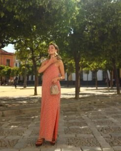 VESTIDO HUELVA · NARANJA -[品牌] Ventas THE-ARE vestido midi naranja asimetrico lurex abertura lateral eventos mujer the are 2 e654b0ec ded7 4ac2 af8c 720b8e93e8bf