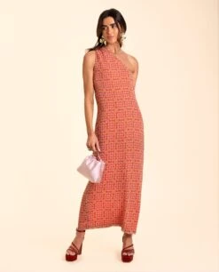 VESTIDO HUELVA · NARANJA -[品牌] Ventas THE-ARE vestido midi naranja asimetrico lurex abertura lateral eventos mujer the are eci img 2