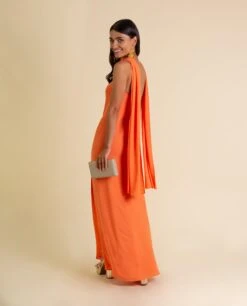 VESTIDO MRS. ARTEAGA · NARANJA -[品牌] Ventas THE-ARE vestido midi naranja foulard palabra honor mujer the are eci img 3