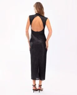 VESTIDO WITH THE GIRLS · NEGRO -[品牌] Ventas THE-ARE vestido midi negro brillo espalda descubierta cuello alto mujer the are eci img 3