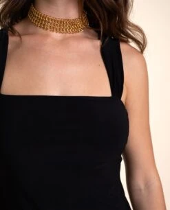 VESTIDO ADRA · NEGRO -[品牌] Ventas THE-ARE vestido midi negro elegante tirantes fruncidos eventos mujer the are eci img 4