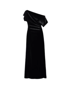 VESTIDO KEEP CLOSE · NEGRO -[品牌] Ventas THE-ARE vestido midi negro terciopelo hombros descubiertos fruncido elegante mujer the are eci img 5