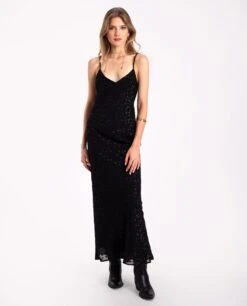 VESTIDO LATE SHOW · NEGRO -[品牌] Ventas THE-ARE vestido midi negro tirantes lurex fiesta mujer the are 1
