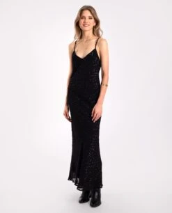 VESTIDO LATE SHOW · NEGRO -[品牌] Ventas THE-ARE vestido midi negro tirantes lurex fiesta mujer the are eci img 1
