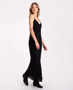 VESTIDO LATE SHOW · NEGRO -[品牌] Ventas THE-ARE vestido midi negro tirantes lurex fiesta mujer the are eci img 2 scaled
