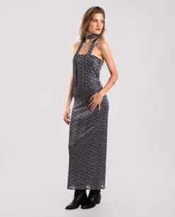 VESTIDO COOLEST GIRL · ZIGZAG -[品牌] Ventas THE-ARE vestido midi palabra honor zig zag blanco negro mujer the are eci img 1